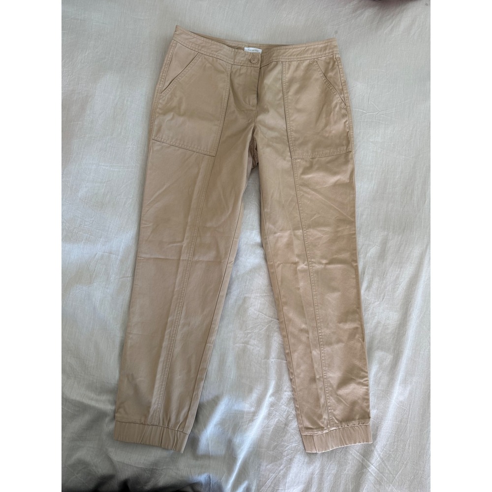 Garnet Hill Women's Utility Jogger Pants Size 8 Khaki Cotton Cargo Style